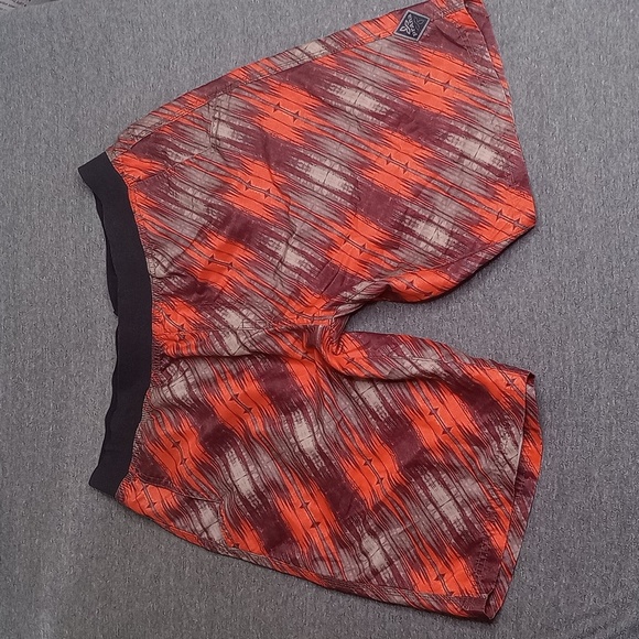Prana Bermuda Board Shorts Adult Large Orange Red Slash - Picture 1 of 6
